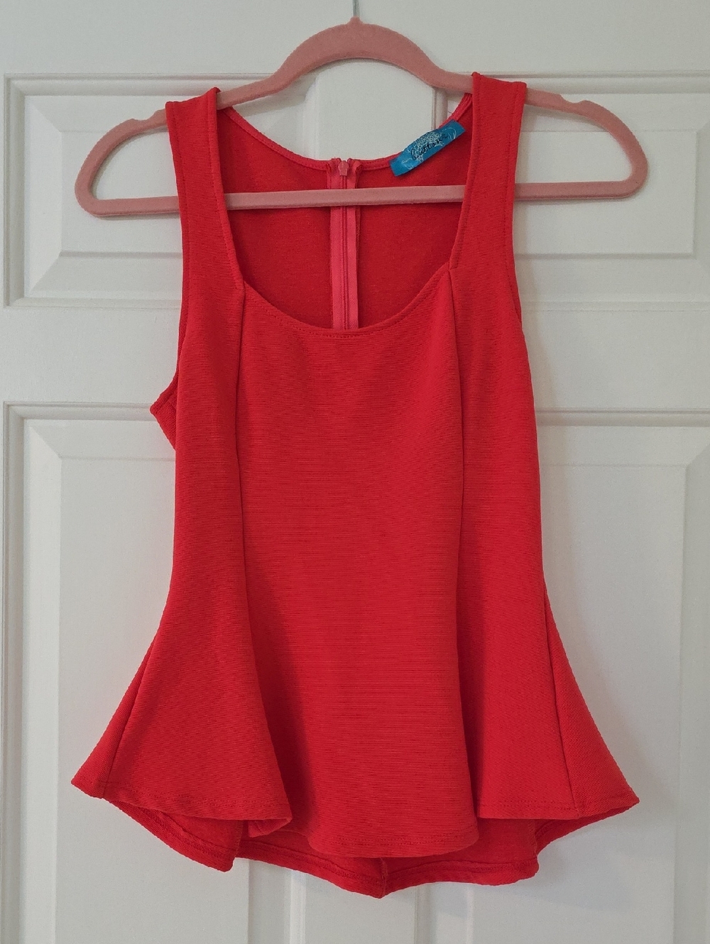 buttons Coral Red Peplum Tank Top